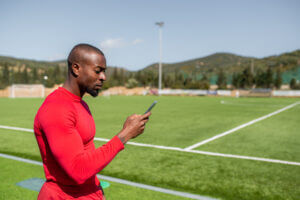 sports player using business SMS